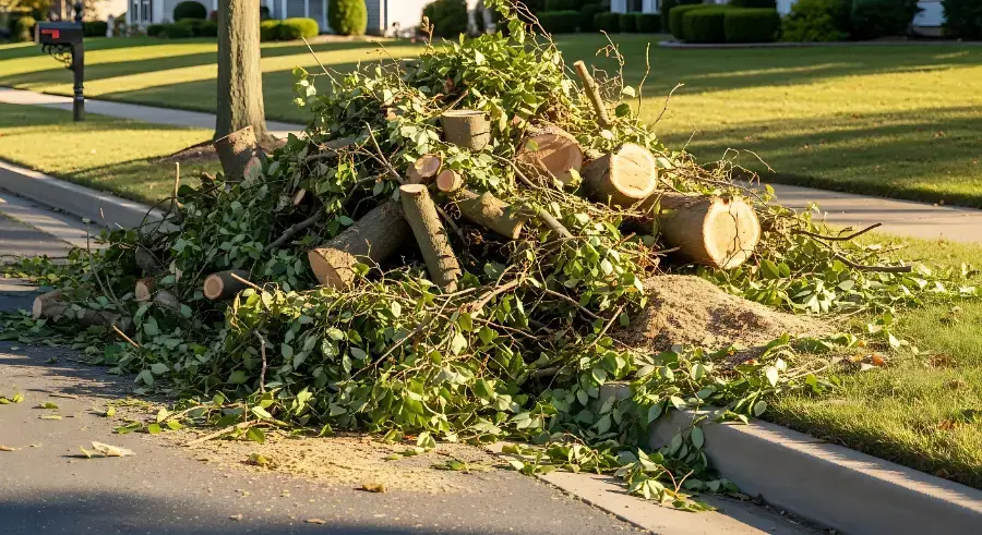 Branches and yard debris loaded for haul-away